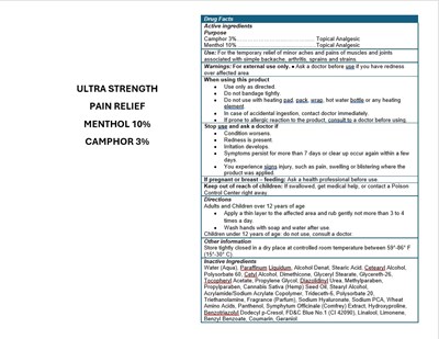 Pain Relief Cream (Generic Label Ultra Strength Pain Relief Menthol 10 Camphor 3 Jpg)
